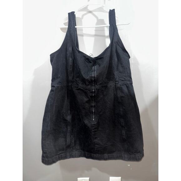 Size 22 ASOS DESIGN denim fitted pinny dress in washed black - Picture 3 of 5